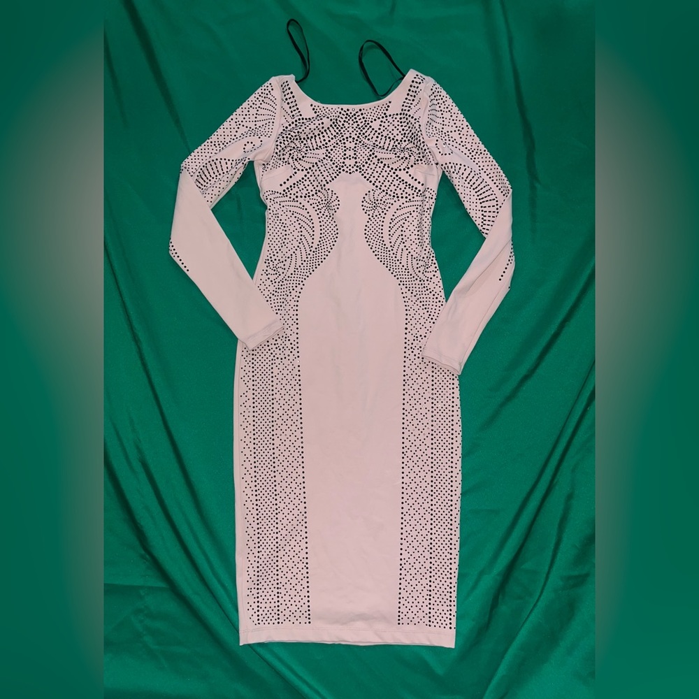 BEBE pink rose bodycon dress